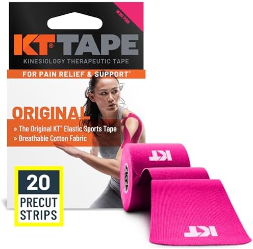 KT Tape, Original Cotton, Elastic Kinesiology Athletic Tape, 20 Count, 10” Precut Strips, Pink by KTTape