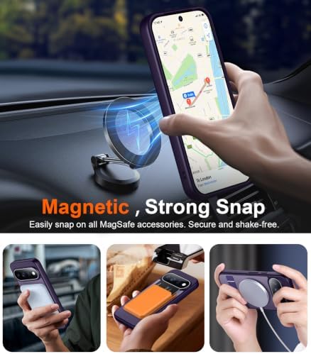 Temdan Designed for Google Pixel 11 Pro Case 2026, [Built-in Invisible Kickstand][Compatible with MagSafe][Military Grade Shockproof] Slim Translucent Matte Phone Case-Purple - Image 6