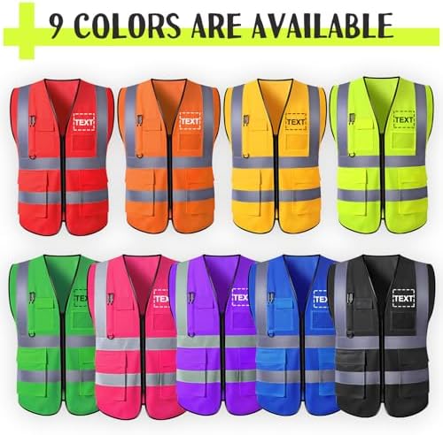Custom Safety Vest for Men with Logo Customizable High Visibility Reflective Safety Vest with Pockets Adult Unisex - Image 2