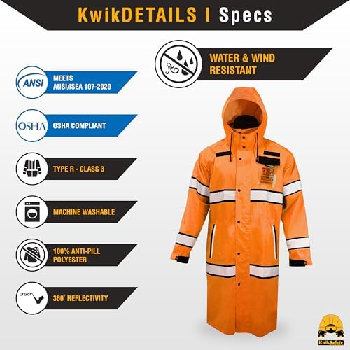 KwikSafety - Charlotte, NC - TORRENT Rain Jacket & Trench Coat ANSI OSHA Class 3 High Visibility Jacket Hi Vis Rain Gear - Image 6