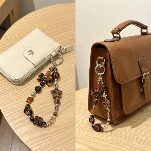 Leopard Beaded Phone Charm, Cute Star & Bow Phone Wrist Strap - Image 5
