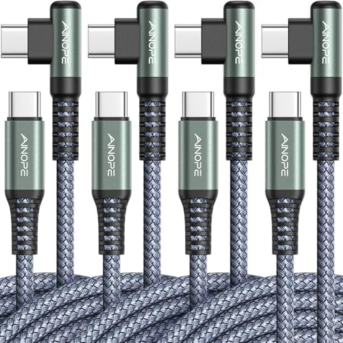 AINOPE USB C to USB C Cable (60W 4Pack 3.3+3.3+6.6+6.6ft) C to C Cable Fast Charging Type C Charger Fast Charging, Right Angle for Charging Fit for iPhone 17 Pro Max Samsung iPad by AINOPE10yearsforphoneaccessories