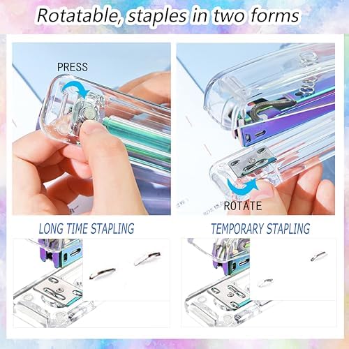 Dream Color Desk Accessories, Office Desk Organizers and Accessories Supplies with Mesh Desk Organizer, Tape Dispenser, Stapler, Staples, Ballpoint Pen, Clips Set, Ruler, Scissor, Sticky Tabs - Image 3