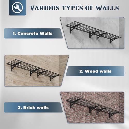 Jusgym 2 Pack Garage Shelving Wall Mounted, 1.5x4ft, 700LB Heavy Load - Image 3