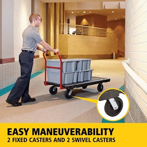 Rubbermaid Commercial Products Heavy-Duty Platform Truck, 2,000 Pound Capacity, 24" x 48" Platform, 8" TPR Casters, Black, for Warehouse/Garage/Cleaning/Manufacturing - Image 4