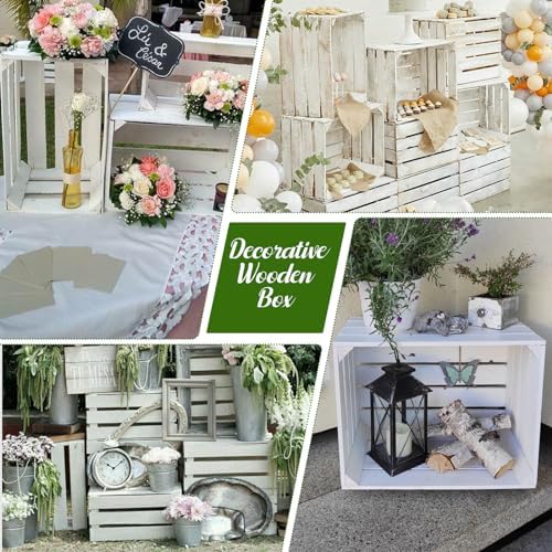 Soaoo 5 Pcs Decorative Nesting Wooden Crates with Handle, Vintage White - Image 6