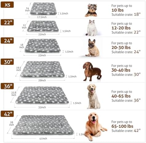 Mora Pets Dog Bed Crate Pad Ultra Soft Pet Bed with Cute Star Print Washable Crate Mat for Large Medium Small Dogs Reversible Fleece Dog Crate Kennel Mat Cat Bed Liner 22-Inch Grey - Image 5