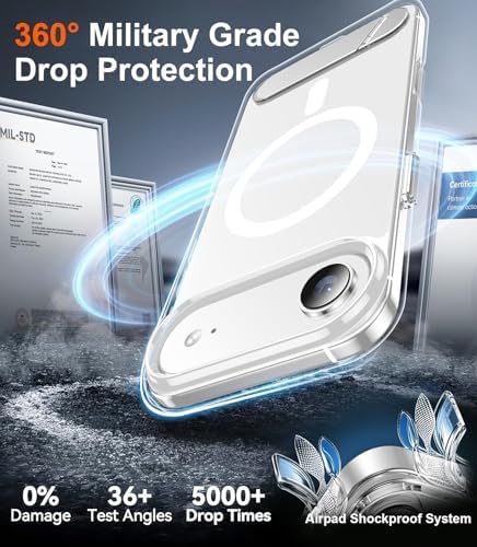 Temdan Designed for iPhone Air Case, [Built-in Invisible Kickstand][Compatible with MagSafe][Military Grade Shockproof] Slim Thin Phone Case 6.5 inch (Clear) - Image 5
