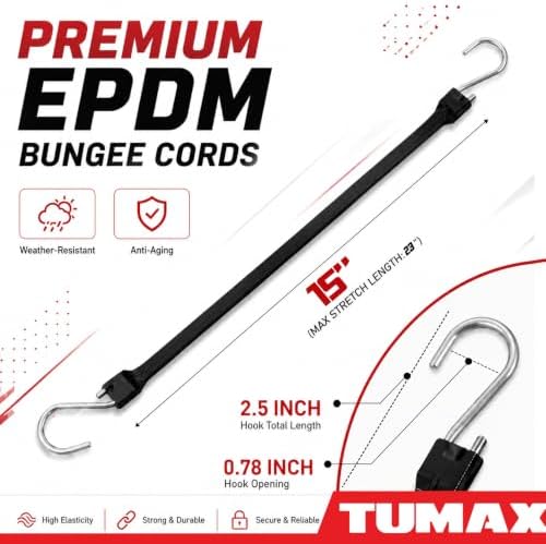 30PCS EPDM Bungee Cords S Hooks 15in Heavy Duty Tarp Straps - Image 2