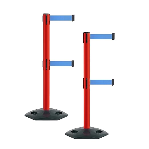 Montour Line MSR630D Set of 2 Retractable Belt Barrier Stanchion, Heavy-Duty by Montour+Line