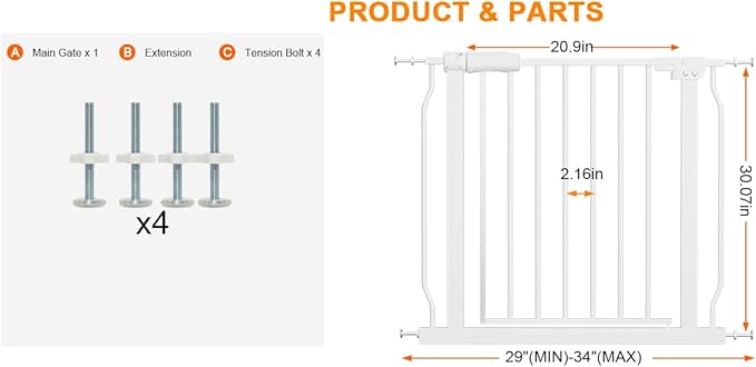 HOOEN 29-34 Inch Wide Baby Gate - Image 3