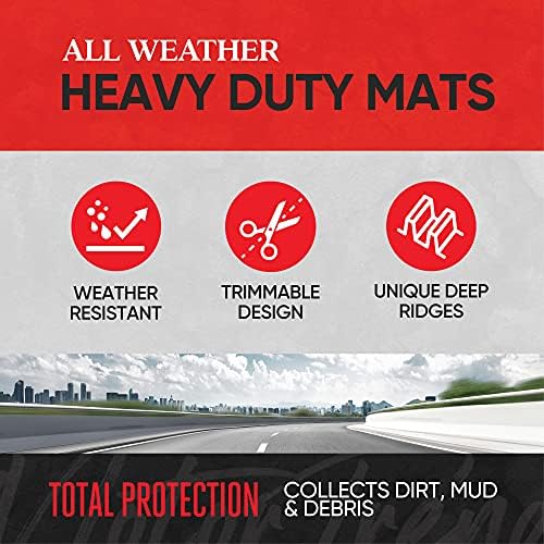 Motor Trend FlexTough™ Advanced Gray Rubber Car Floor Mats – Heavy Duty Trim to Fit All Weather Floor Mats for Cars Truck SUV - Automotive Car Interior Floor Liner Protection - Universal Fit - Image 2