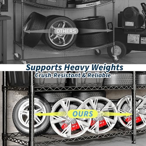 Garvee Metal Storage Shelves 4-Tier, Wire Shelving Rack 59"Wx13.8"Dx59.5"H, - Image 6