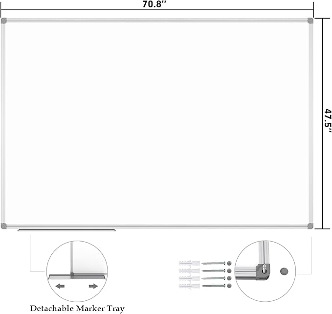JILoffice Large Magnetic White Board, Dry Erase Board 72 x 48 Inch - Image 6