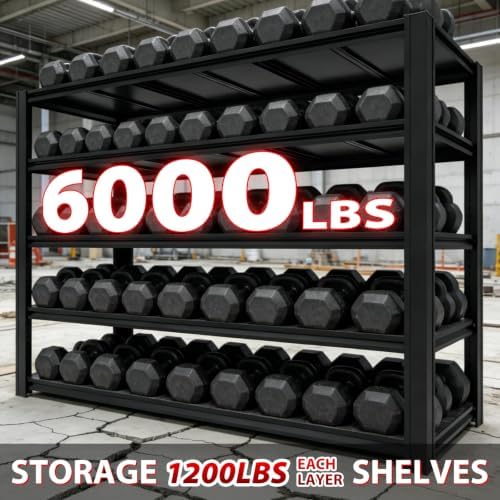 84H Storage Shelves Heavy Duty, 6000 LBS Garage Shelving, 5 Tier Adjustable Metal Garage Shelving Units, for Garage Storage, Warehouses, Basement，Storage Room，84H*62.03W*24D - Image 4