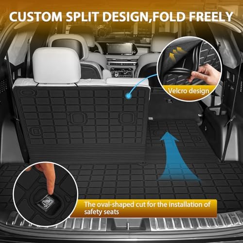 Powerty Floor Mats for 2020-2024 2025 Hyundai Palisade 7/8 Seat Car Mats, All Weather 3D TPE Anti-Slip Trunk Cargo Liner Seat Back Covers Protectors Full Set Car Accessories - Image 3