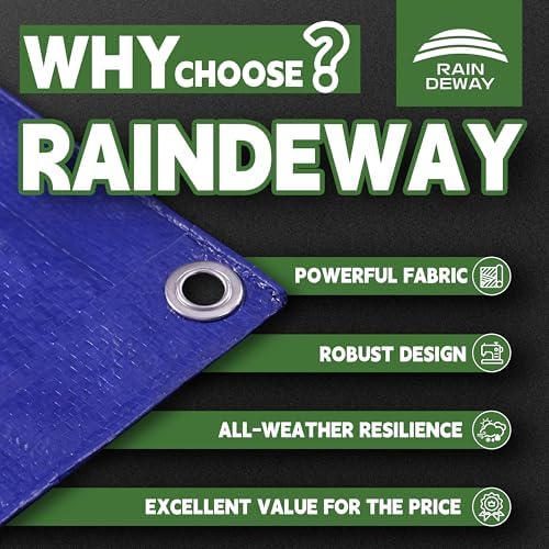 RAINDEWAY Tarps 10x12 Feet (4 Pack) 5 Mil Blue Waterproof Multipurpose Tarp - Image 2
