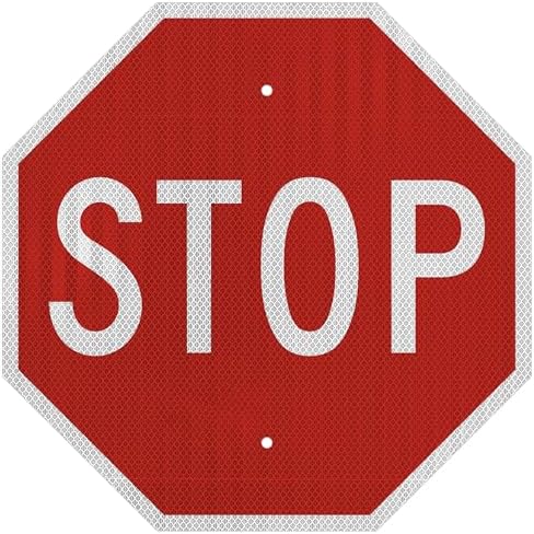 Brimar MUTCD R1-1 Stop Sign, Traffic Control, 18" Octagon, Reflective Aluminum, Road Safety Marker for Parking Lots, Private Roads, Intersections, High Visibility Durable Outdoor Metal by BrimarIndustries