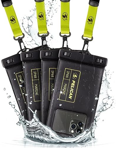 Pelican 4 Pack Marine Waterproof Phone Pouch (Regular) -Black/Hi-Vis Yellow by Pelican