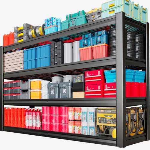 68" Wide Heavy Duty Garage Shelving Units, 4-Tier Deep Storage Shelves, Metal Garage Shelves,Steel Shelf, Large Storage Rack,Industrial Shelving 68" W x 24" D x 68" H by SKZNSA