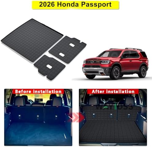 Cargo Mat with Backrest Protection for 2026 Honda Passport,TPE All Weather Protection Cargo Liner with Velcro Rear Seats Backrest car Accessories-Black - Image 2