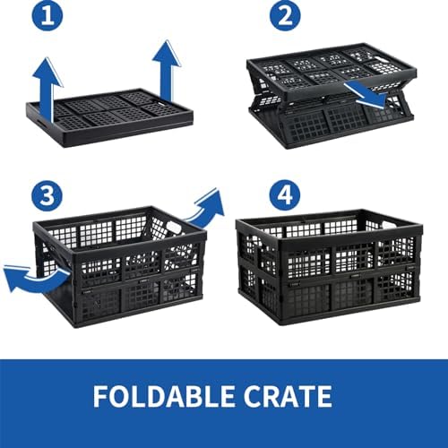 Aebeky 3-Pack Plastic Collapsible Storage Crates-30L,Foldable Plastic Crates for Storage (Black) - Image 4