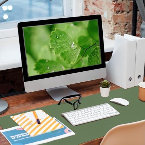 Bloss Olive Green Desk Mat 35.4" x 15.7", Desk Matt for Desktop, Large Leather Desk Pad, Waterproof Desk Pad Mat, Office Supplies for Women - Image 4