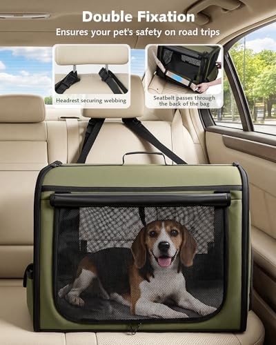 Dog Car Carrier Light Weight 27×20.5×20.5in, Foldable Dog Carrier, Gren - Image 3