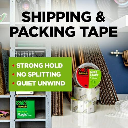 Scotch Sure Start Packing Tape Refill, 1.88 in x 54.6 yd, 6 Rolls - Image 2