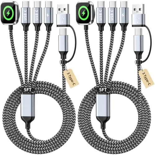 2026 Travel Essentials for iWatch Charger with 3 Type-C Ports, 2Pcs 5FT by MPATIBY