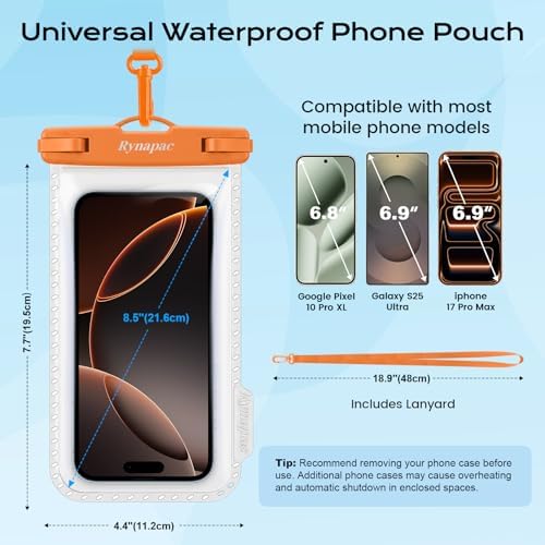 Rynapac Waterproof Phone Pouch 2 Pack, Waterproof Phone Case, [Up to 8.5''] - Image 5