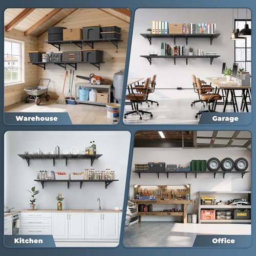 Jusgym 4 Pack Wall Mounted Garage Shelving, 2x3ft, 1400lbs Integrated Grid - Image 6
