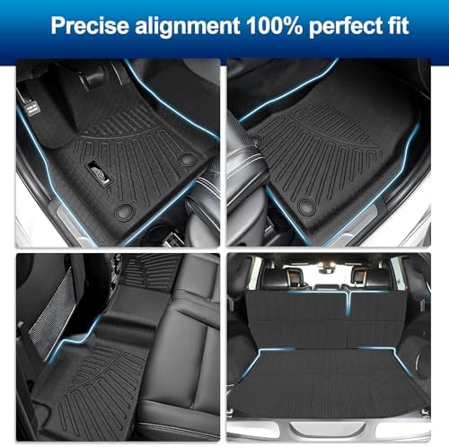 PELEUS Floor Mats for Jeep Grand Cherokee 2011-2021 & 2022 WK, All Weather TPE Car Mats Full Set 1st 2nd 3rd Row with Cargo Liner and Backrest Mat, Custom Fit Anti-Slip Cargo Trunk Liner, Black - Image 2