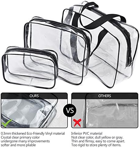 3Pcs Crystal Clear PVC Travel Toiletry Bag Kit for Women Men, Cosmetic Bags - Image 5