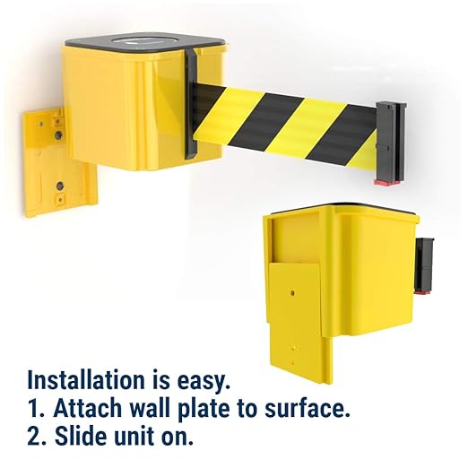 WM412 Retractable Belt Wall Mounted Yellow Crowd Control Barrier and Receiving - Image 2