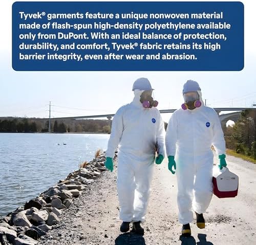 DuPont Tyvek TY127S Disposable Coverall with Respirator-Fit Hood and Elastic Cuff, White, X-Large, 1-Pack - Image 4
