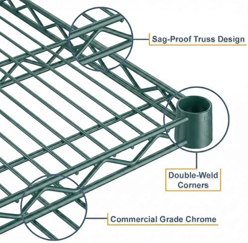 4 Pack 24" x 36" NSF Green Wire Shelves for Expanding Existing Commercial Storage Racks - Image 3
