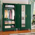 GAIOUS Metal Wardrobe Cabinet with Mirror and Hanging Rod, 71" Green by GAIOUS