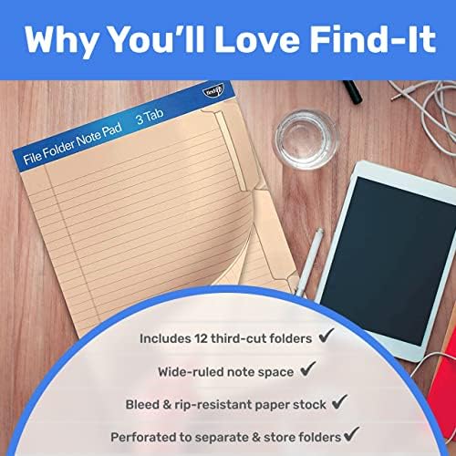 Find It File Folder Notepad - Pack of 36-9.5 x 12.5 Inch Notebook Organizer Folders for Filing, Document, and Clipboard Organization - Manila - Image 6