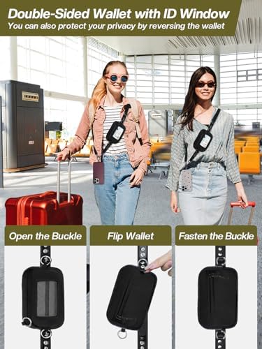 Tiostep Clip and Go Strap for Phone with Wallet Crossbody Phone Lanyard Adjustable and Detachable RFID Wristlet Wallet (Black, Large) - Image 3