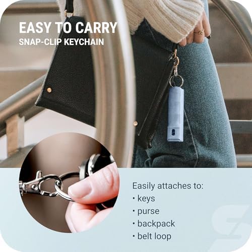 SABRE Pepper Spray with Fast Flip-Top Safety & Snap‑Clip Keychain for Self Defense - Maximum Police Strength OC with UV Marking Dye, 10‑Sec. Spray, 14-ft Range, Finger Grip, Made in USA, 0.54 fl oz - Image 5