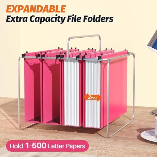 SHUTEX Plastic Hanging File Folder, 12 Pack, Letter Size, Pink - Image 4