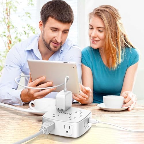 YISHU 6Ft Surge Protector Power Strip with 8 Widely Outlets & 4 USB Ports - Image 4