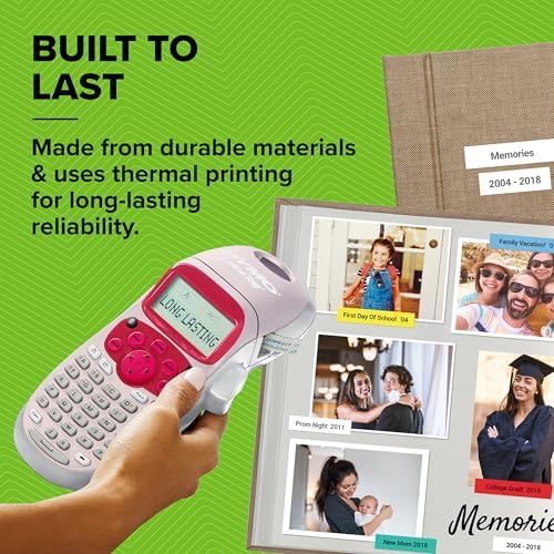 DYMO LetraTag LT-100H Handheld Aesthetic Label Maker, ABC Keyboard Label Printer with Easy-to-Use, 13 Character LCD Screen, Great for Home & Office Organization, Pink - Image 6