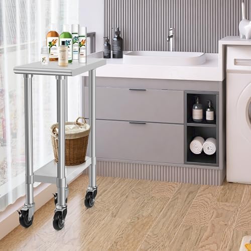 HARDURA Stainless Steel Commercial Table 24×12 Inches with Casters - Image 7