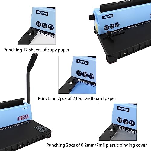 RAYSON TD-132 3:1 Wire Binding Machine, 12-Sheet Punch, 120-Sheet Capacity - Image 6