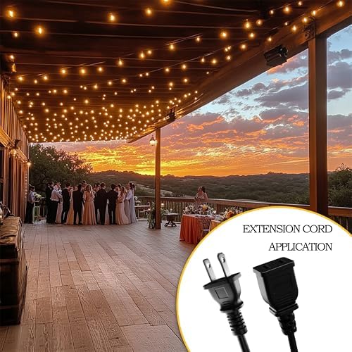 Short 5FT Black Power Extension Cord, 2-Prong ETL Listed (1 Pack) - Image 4