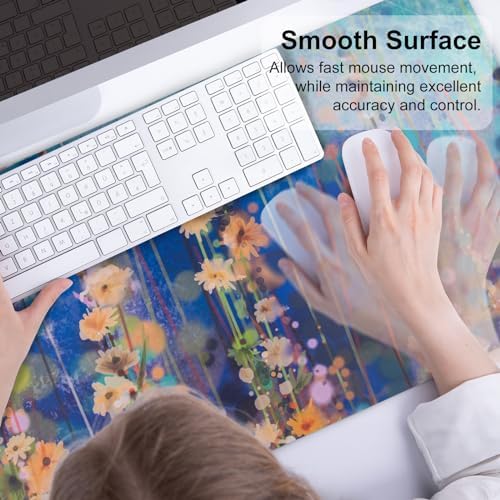 QiyI PU Leather Large Mouse Pad, Office Decor, 31.5" x 15.7", Ivy Flowers - Image 5