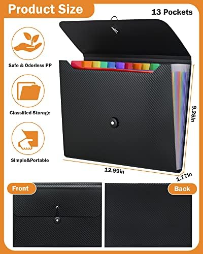 Cesil 3Pcs 13 Pockets Accordian File Organizer Expanding File Folder - Image 4