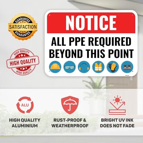 1PC PPE Safety Sign, 14 x 10 Inches - Aluminum - Construction Area Signs For Workplace Site - Personal Protective Equipment - Image 3